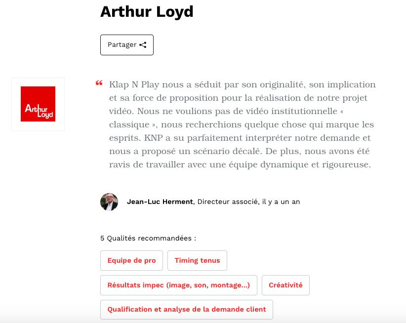 Le témoignage de Jean-Luc Herment, Directeur associé d'Arthur Loyd à propos de Klap N Play