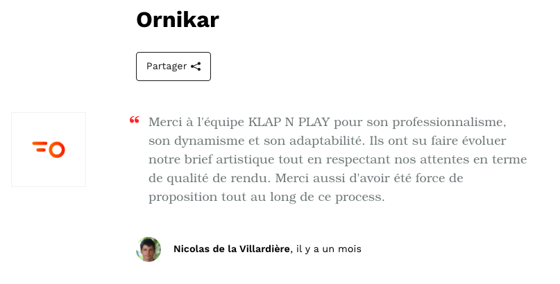 Le témoignage de Nicolas de la Villardière, B2B Mareting Manager d'Ornikar à propos de Klap N Play