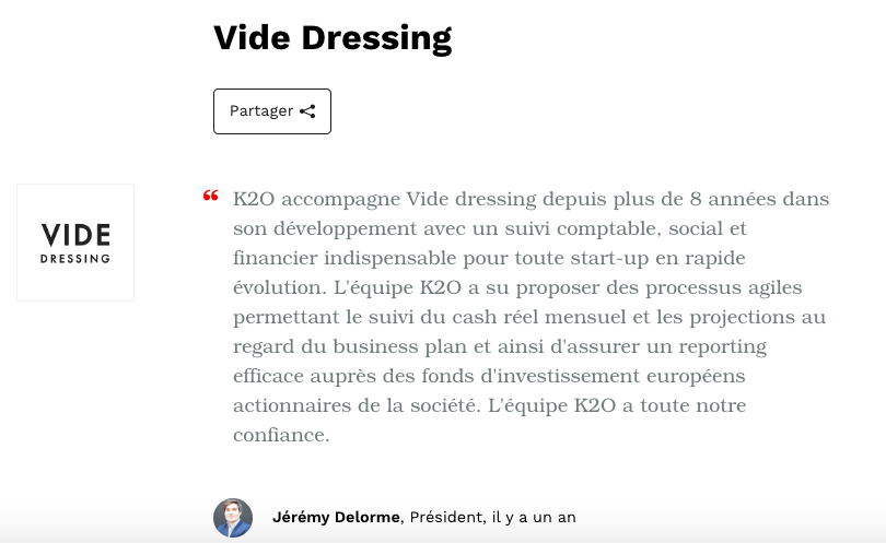 Le témoignage de Jérémy Delorme, Président de Vide Dressing à propos de K2O Conseil