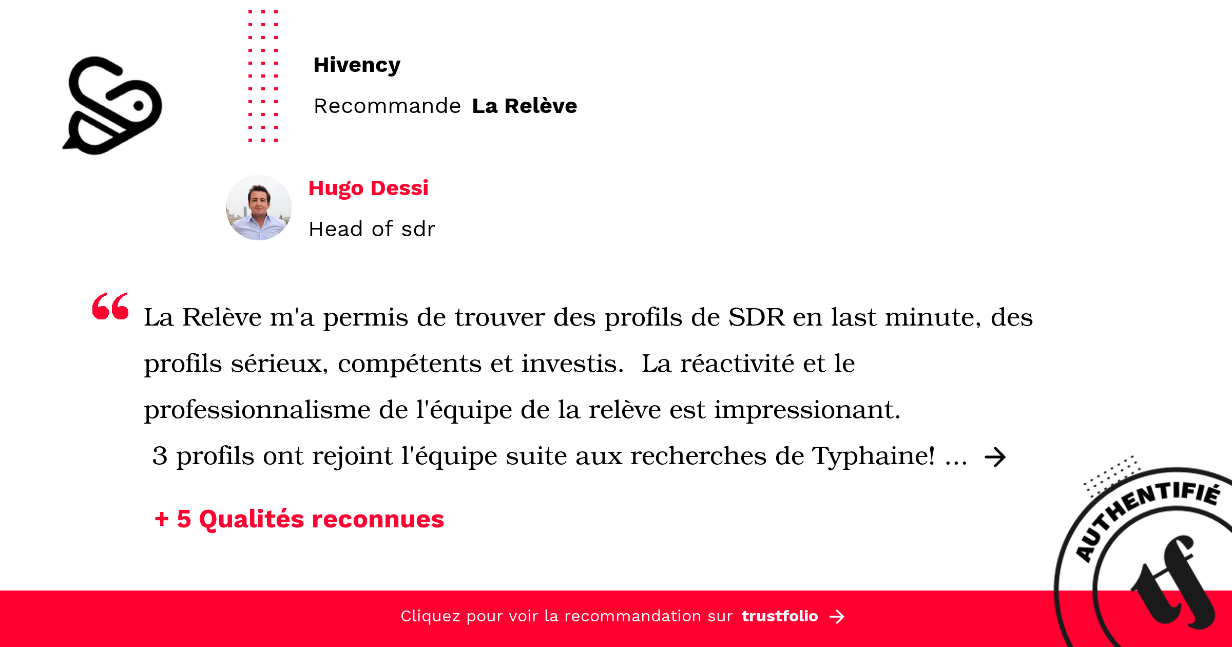 Hivency recommande La Relève